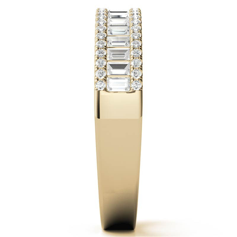 Round and Baguette Diamond Stackable Band