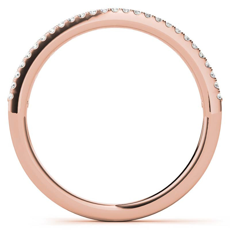 Double Row Round and Baguette Moissanite Stackable Band