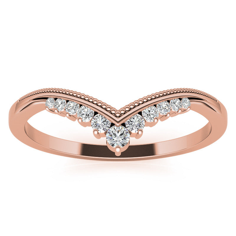 V-Shaped Contoured Stackable Moissanite Wedding Band