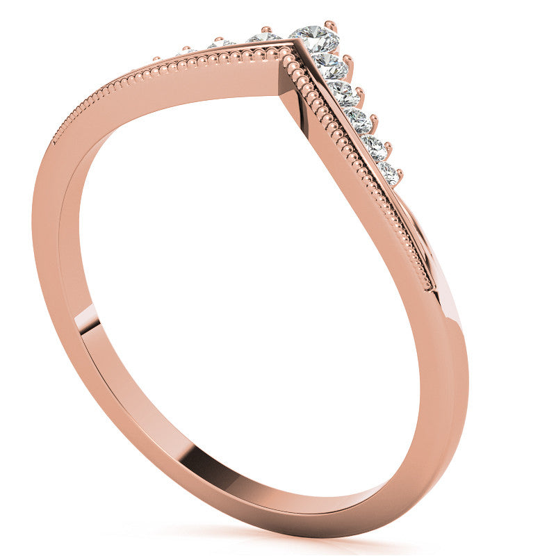 V-Shaped Contoured Stackable Moissanite Wedding Band