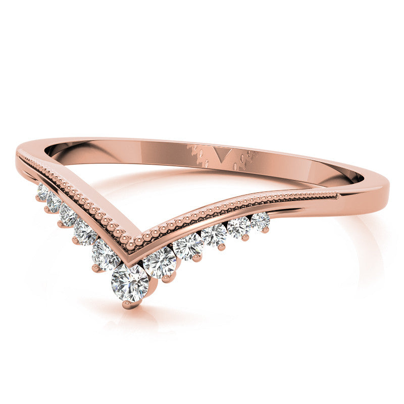 V-Shaped Contoured Stackable Moissanite Wedding Band