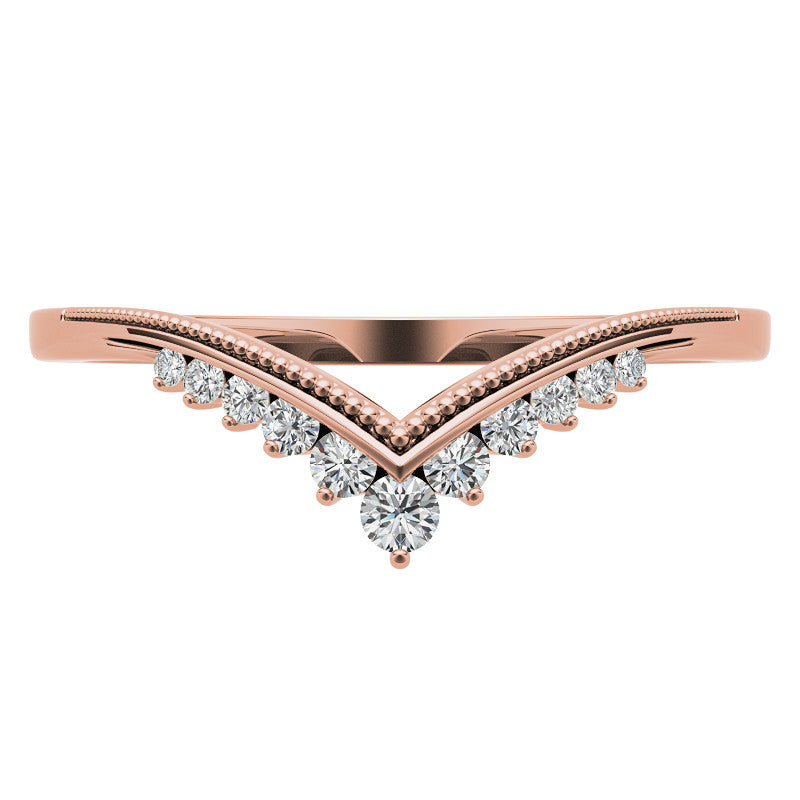 V-Shaped Contoured Stackable Moissanite Wedding Band