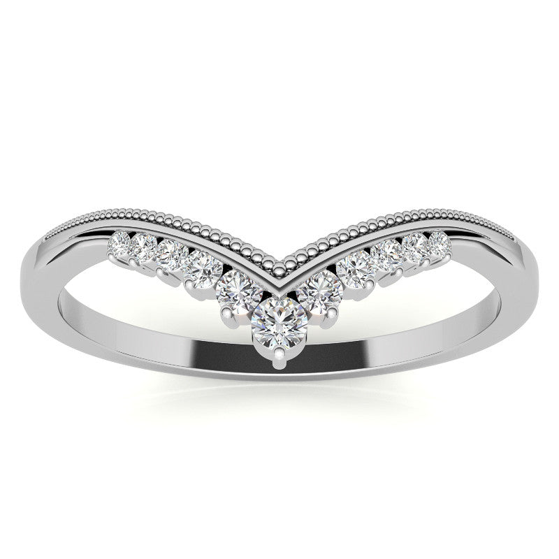 V-Shaped Contoured Stackable Moissanite Wedding Band