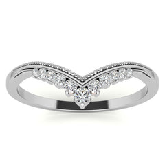 V-Shaped Contoured Stackable Moissanite Wedding Band