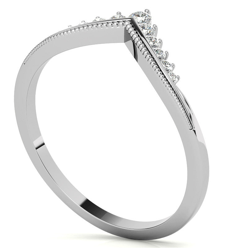 V-Shaped Contoured Stackable Moissanite Wedding Band