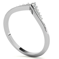 V-Shaped Contoured Stackable Moissanite Wedding Band