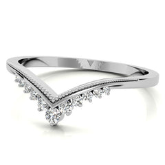 V-Shaped Contoured Stackable Moissanite Wedding Band