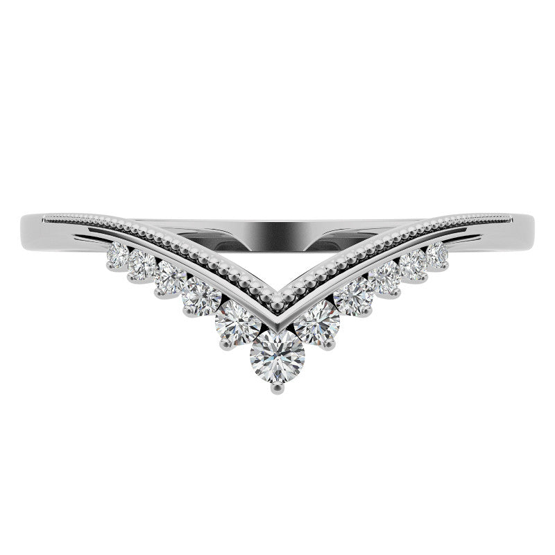 V-Shaped Contoured Stackable Moissanite Wedding Band