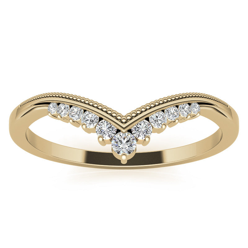V-Shaped Contoured Stackable Moissanite Wedding Band