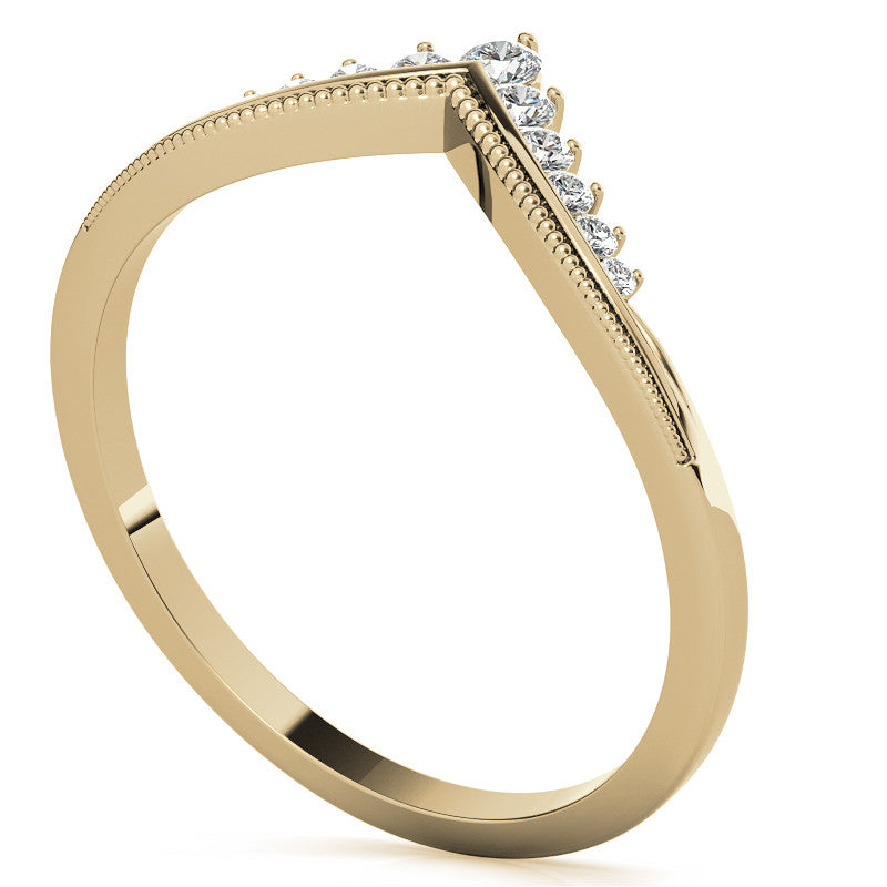 V-Shaped Contoured Stackable Moissanite Wedding Band