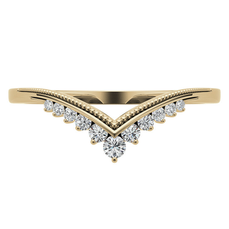V-Shaped Contoured Stackable Moissanite Wedding Band