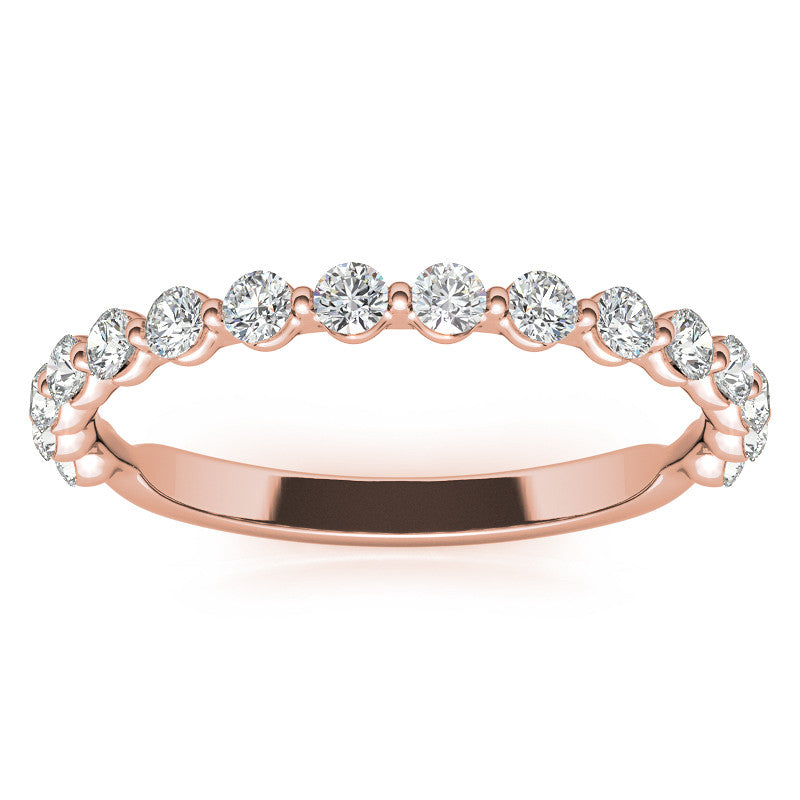 Round Single Shared Prong Diamond Stackable Band