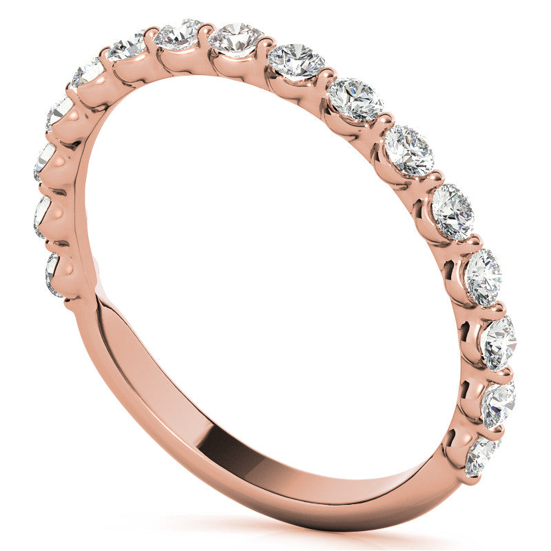 Round Single Shared Prong Diamond Stackable Band