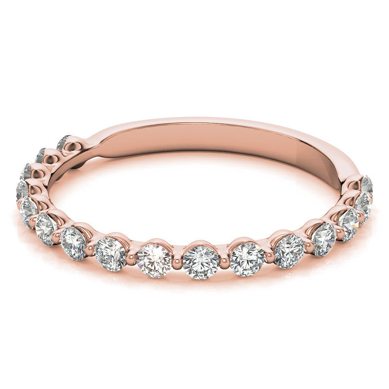 Round Single Shared Prong Diamond Stackable Band