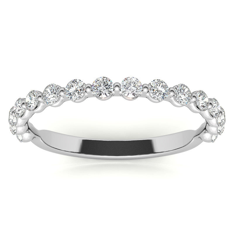 Round Single Shared Prong Diamond Stackable Band