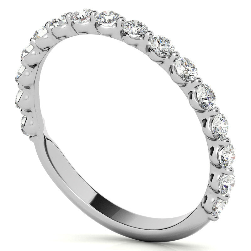 Round Single Shared Prong Diamond Stackable Band