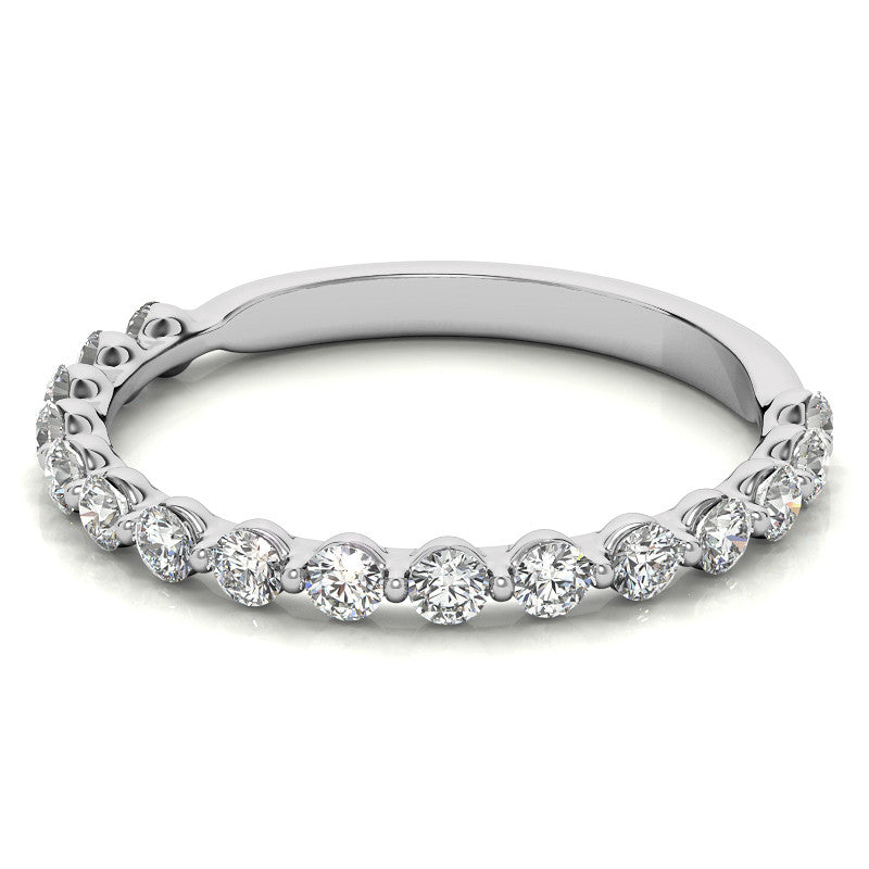 Round Single Shared Prong Diamond Stackable Band