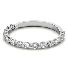 Round Single Shared Prong Diamond Stackable Band