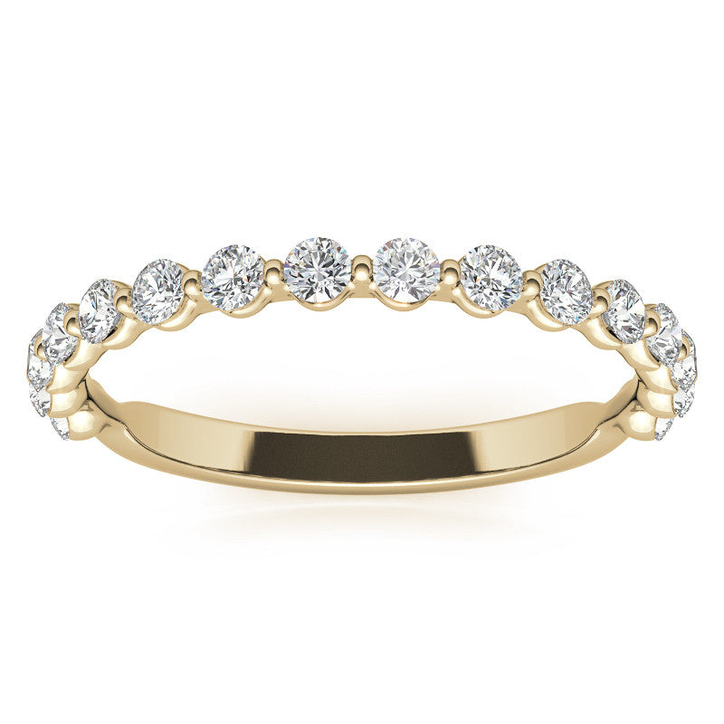 Round Single Shared Prong Diamond Stackable Band