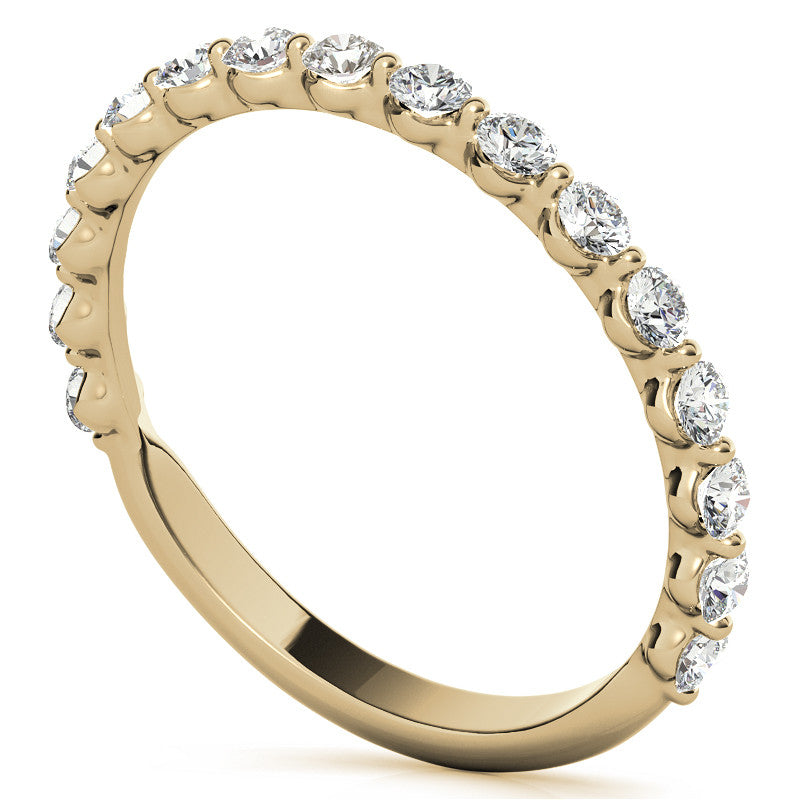 Round Single Shared Prong Diamond Stackable Band