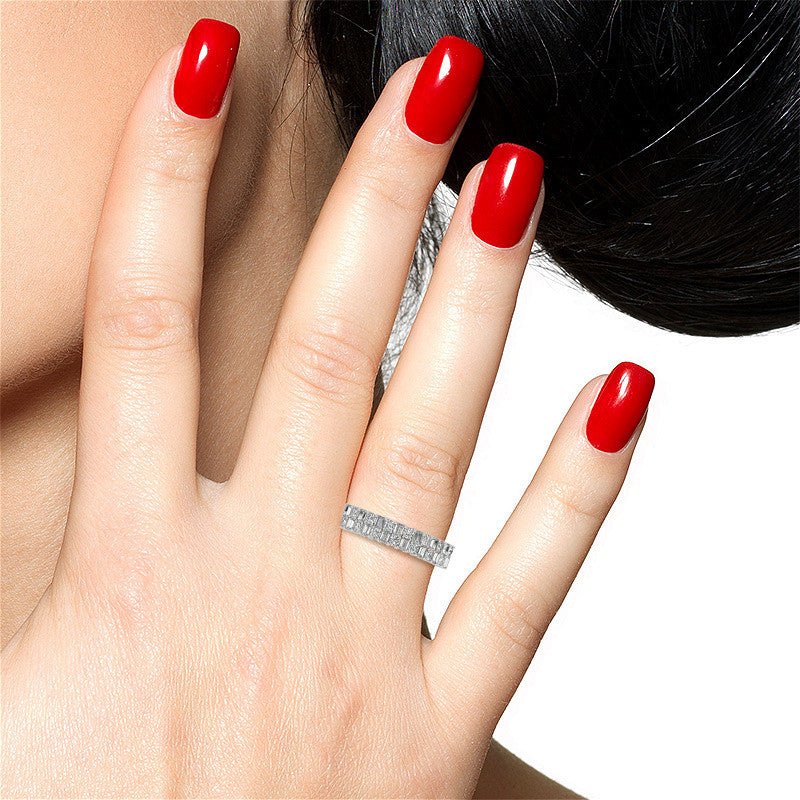Round and Baguette Lab Grown Diamond Double Row Stackable Band