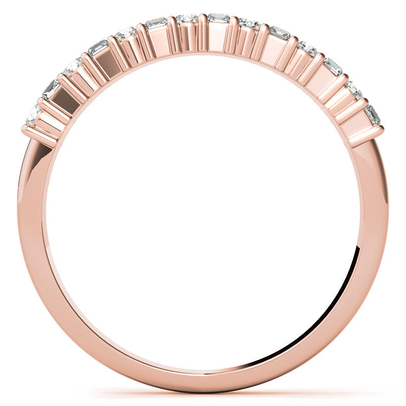 Round and Baguette Lab Grown Diamond Double Row Stackable Band