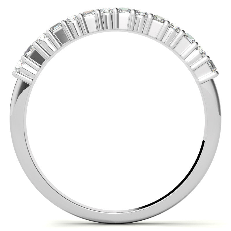 Round and Baguette Lab Grown Diamond Double Row Stackable Band