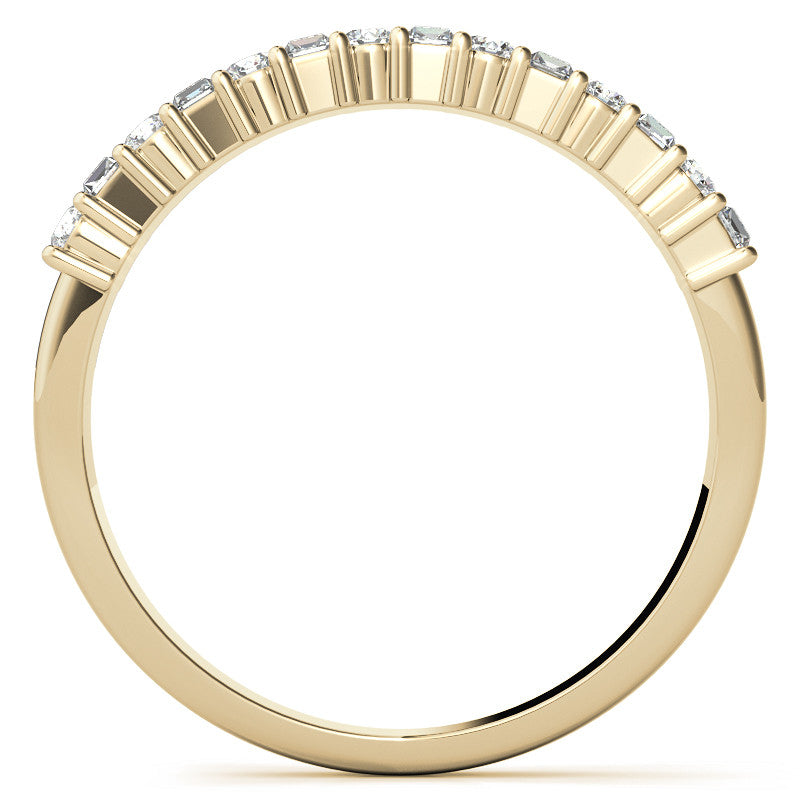 Round and Baguette Lab Grown Diamond Double Row Stackable Band