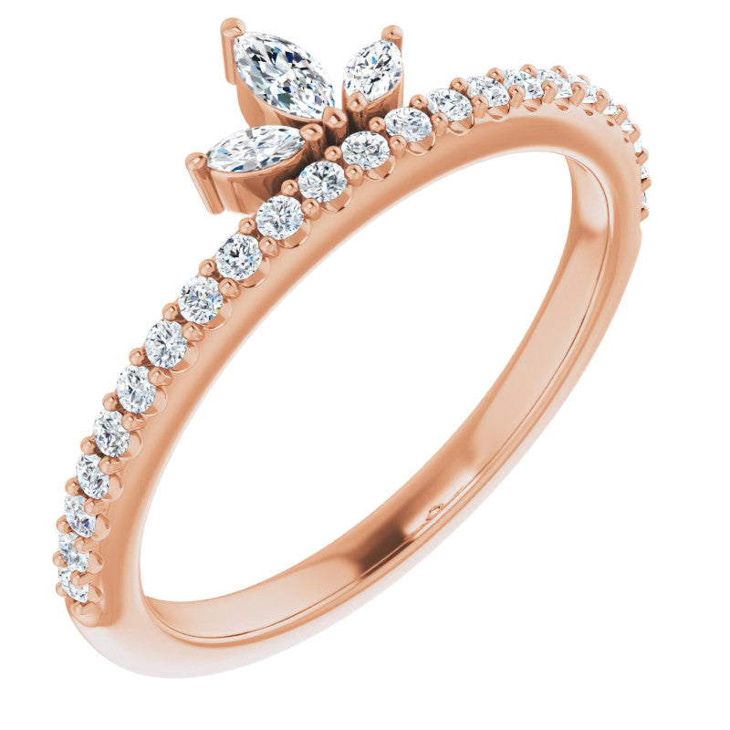 Marquise and Round Crown Inspired Moissanite Stackable Band