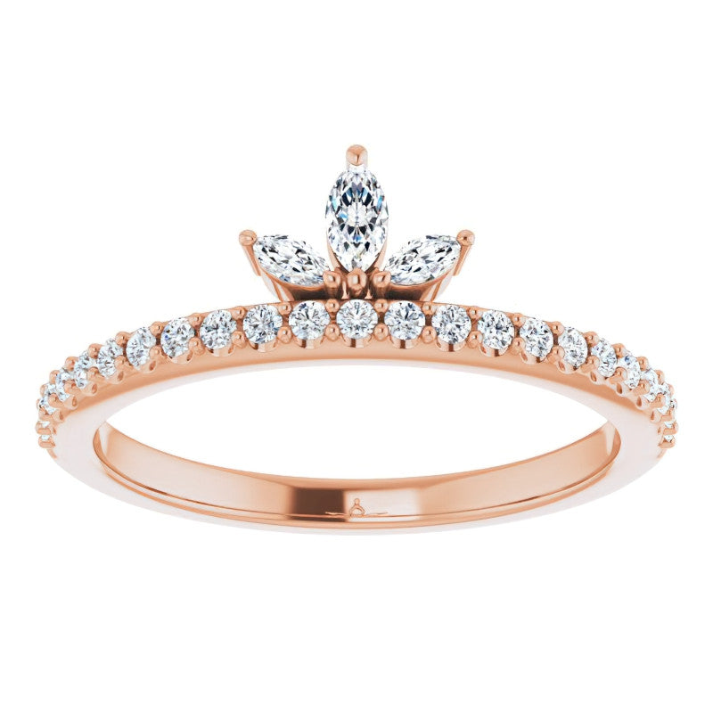 Marquise and Round Crown Inspired Moissanite Stackable Band