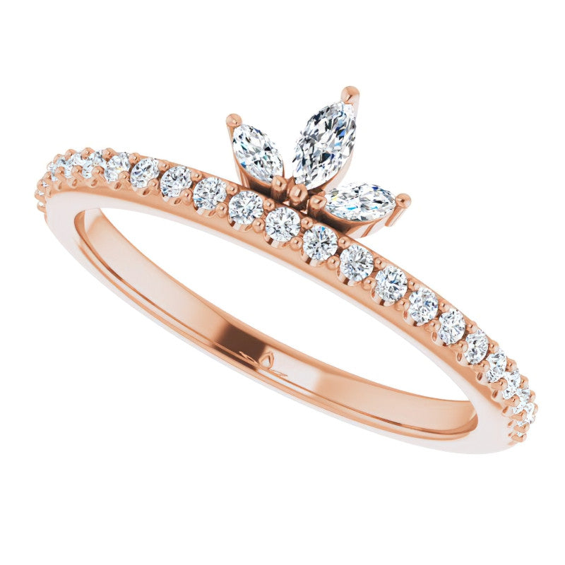 Marquise and Round Crown Inspired Moissanite Stackable Band