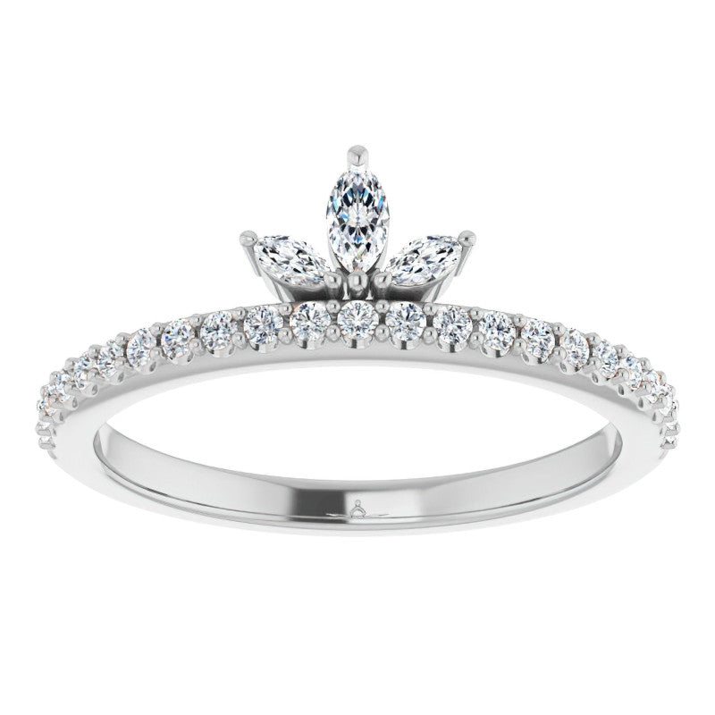 Marquise and Round Crown Inspired Moissanite Stackable Band