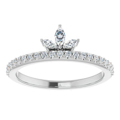 Marquise and Round Crown Inspired Moissanite Stackable Band