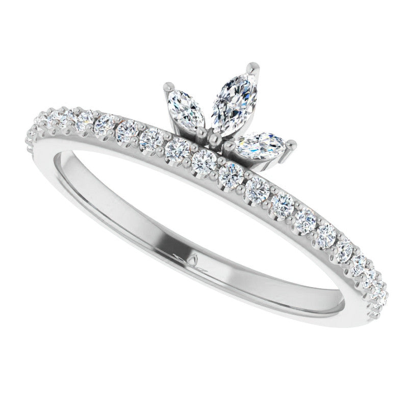 Marquise and Round Crown Inspired Moissanite Stackable Band