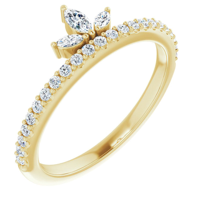 Marquise and Round Crown Inspired Moissanite Stackable Band