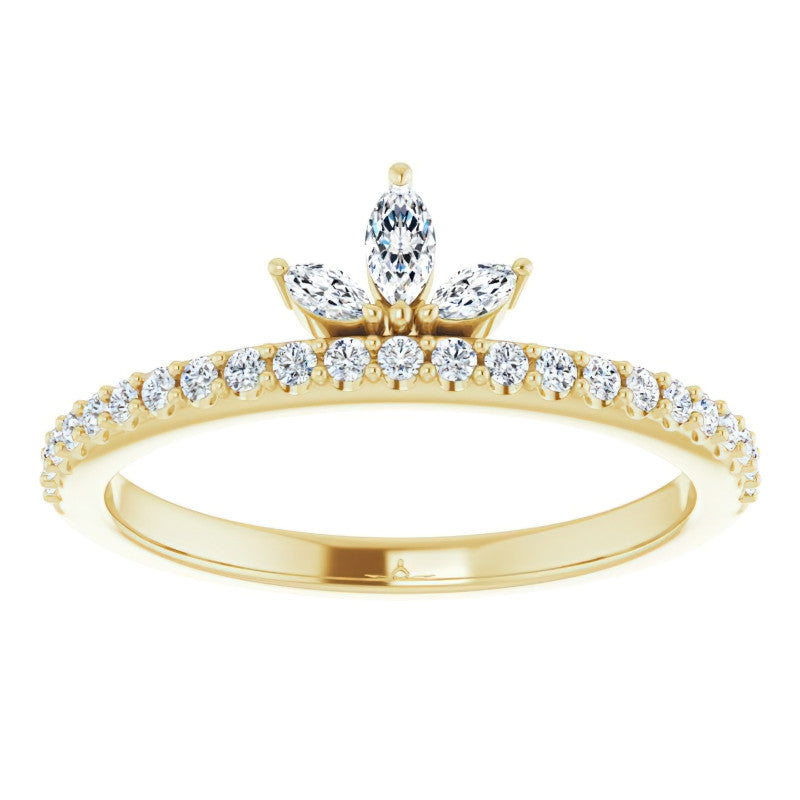 Marquise and Round Crown Inspired Moissanite Stackable Band