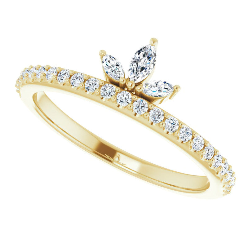 Marquise and Round Crown Inspired Moissanite Stackable Band