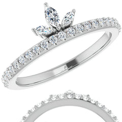 Marquise and Round Crown Inspired Moissanite Stackable Band
