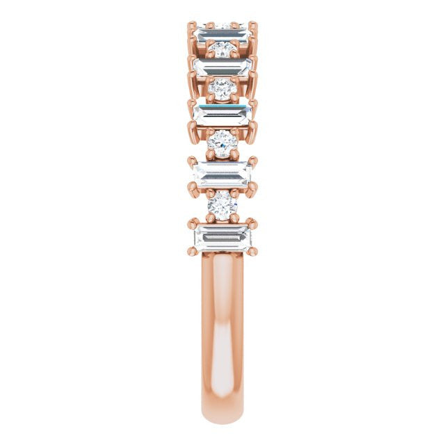 Round Alternating Moissanite Stackable Band