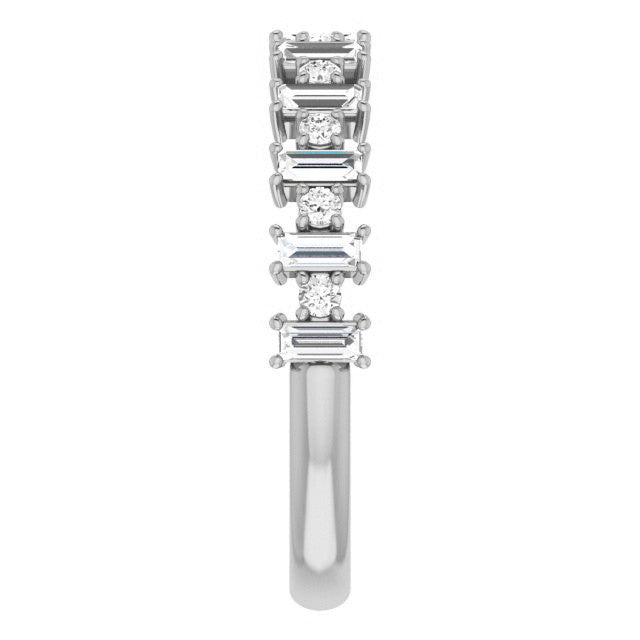 Round Alternating Moissanite Stackable Band