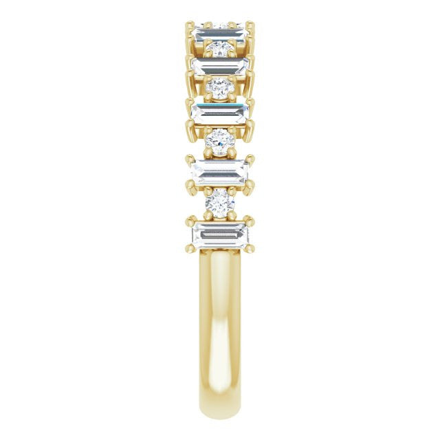 Round Alternating Moissanite Stackable Band