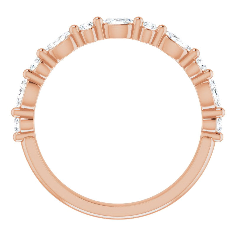 3x1.5mm Marquise and Round Shared Prong Lab Diamond Stackable Band