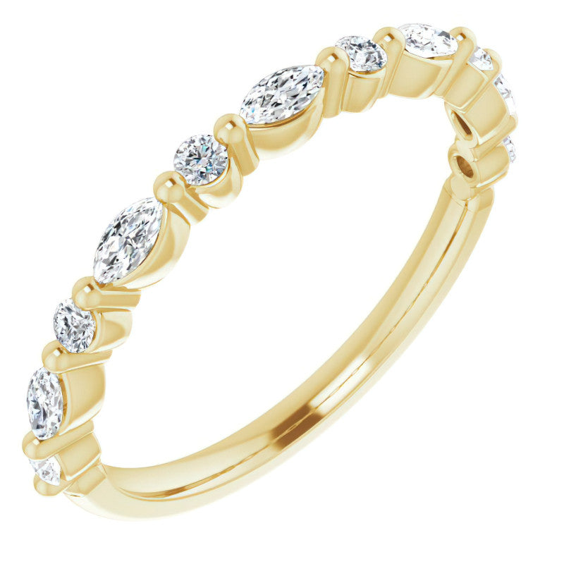 3x1.5mm Marquise and Round Shared Prong Lab Diamond Stackable Band