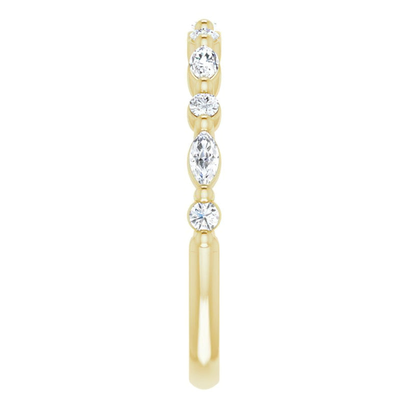3x1.5mm Marquise and Round Shared Prong Lab Diamond Stackable Band