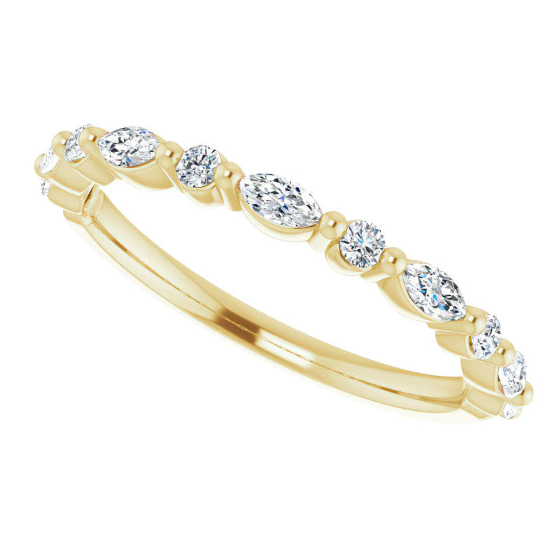 3x1.5mm Marquise and Round Shared Prong Lab Diamond Stackable Band