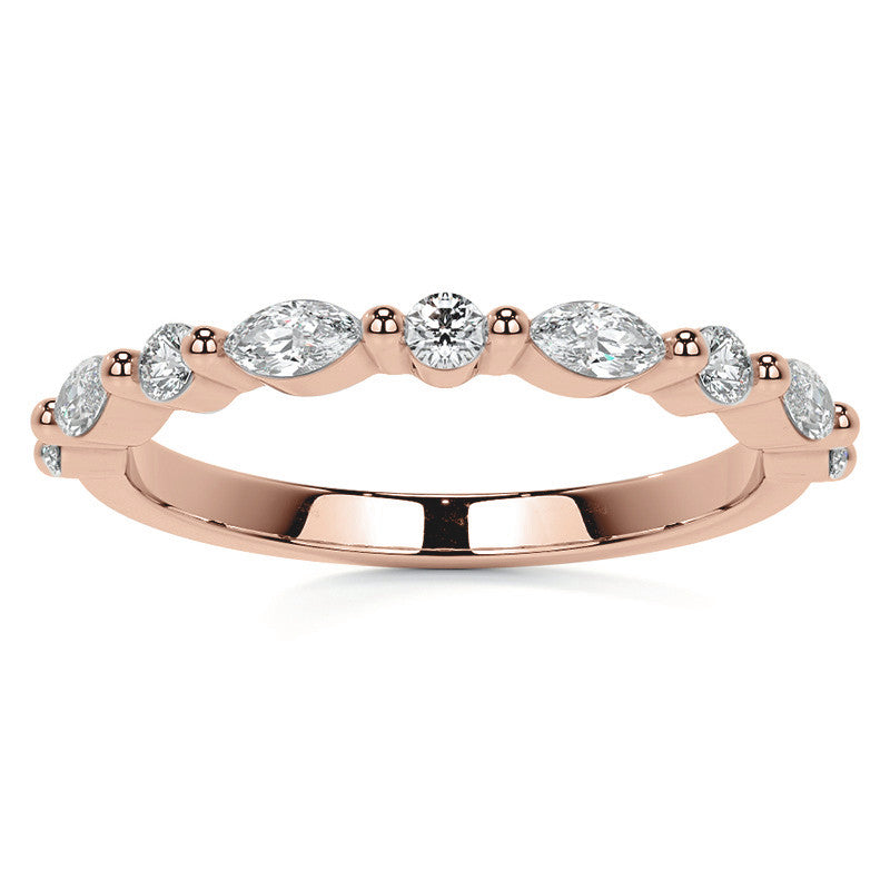 4x2mm Marquise and Round Single Shared Prong Diamond Stackable Band