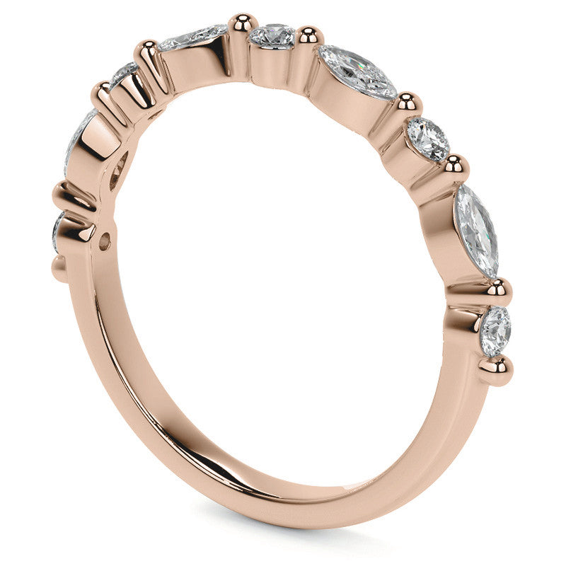 4x2mm Marquise and Round Single Shared Prong Diamond Stackable Band