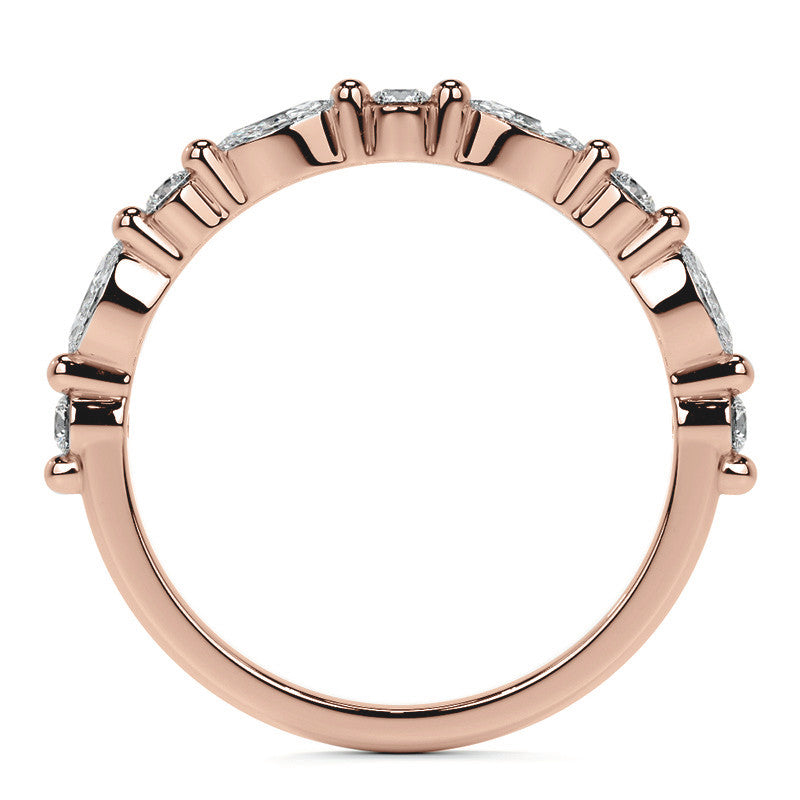4x2mm Marquise and Round Single Shared Prong Diamond Stackable Band