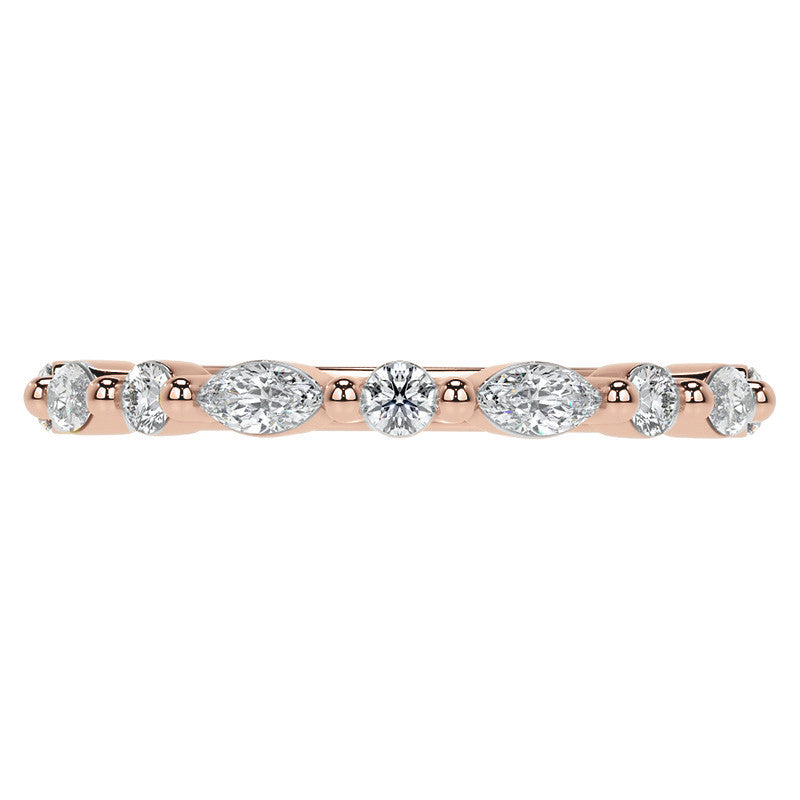 4x2mm Marquise and Round Single Shared Prong Diamond Stackable Band