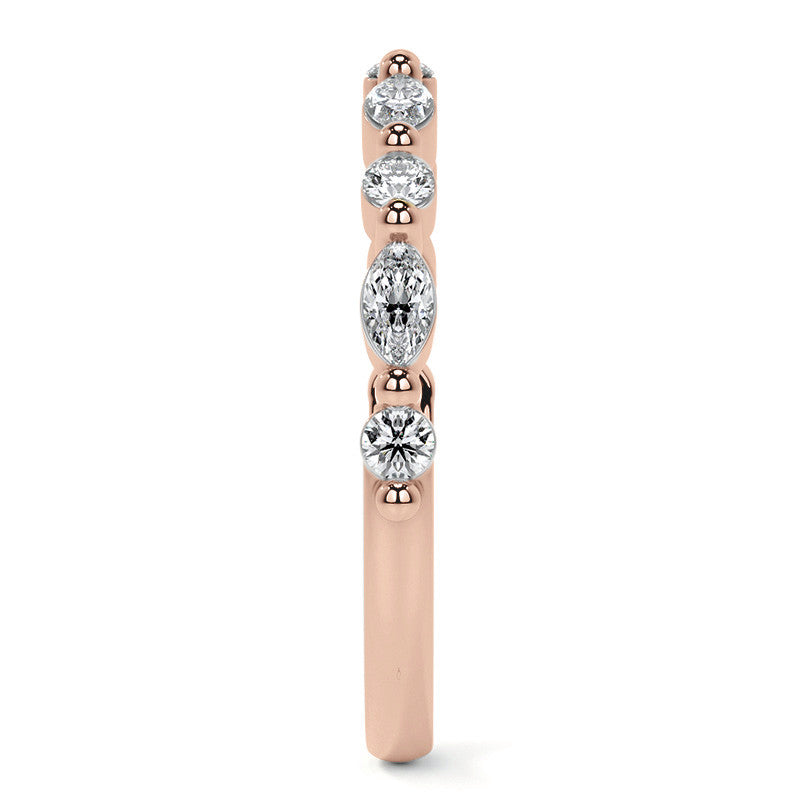 4x2mm Marquise and Round Single Shared Prong Diamond Stackable Band